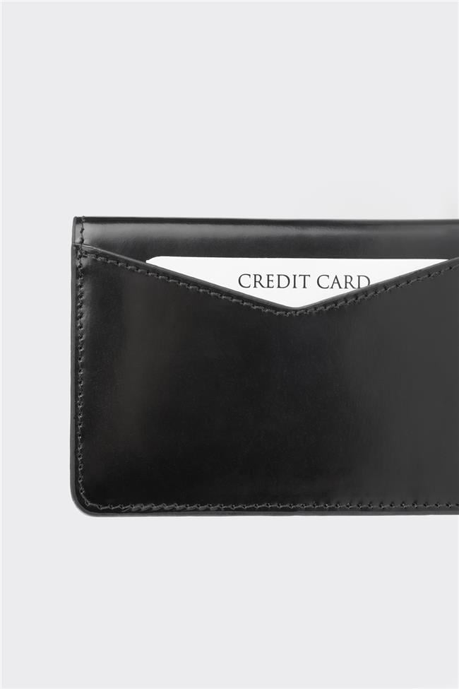 Siyah Deri Erkek Kartlık