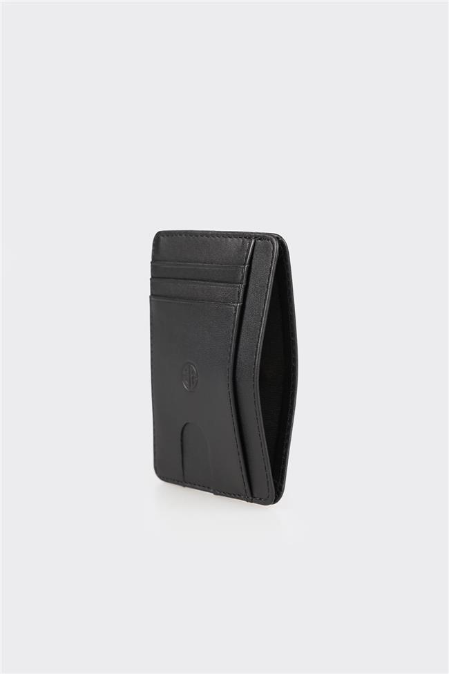 Siyah Deri Erkek Kartlık