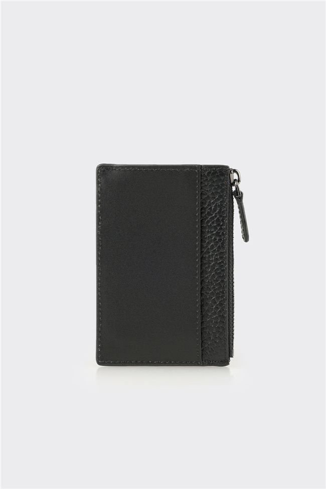 Siyah Deri Erkek Kartlık