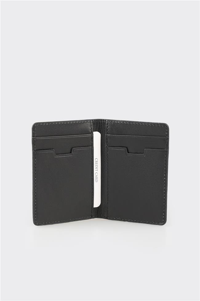 Siyah Deri Erkek Kartlık