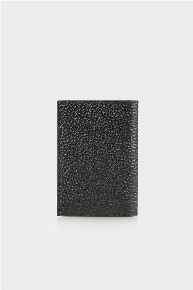 Siyah Deri Erkek Kartlık