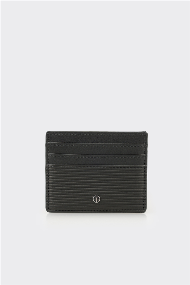 Siyah Deri Erkek Kartlık