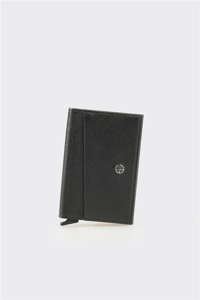 Siyah Deri Erkek Kartlık