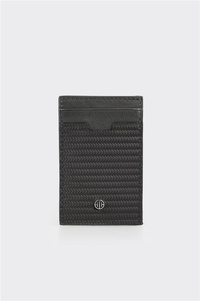 Siyah Deri Erkek Kartlık