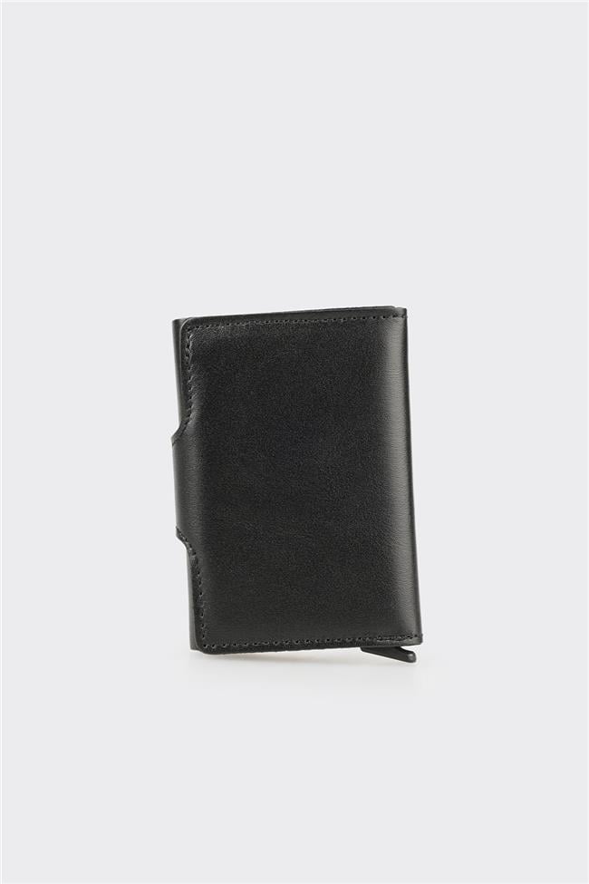 Siyah Deri Erkek Kartlık