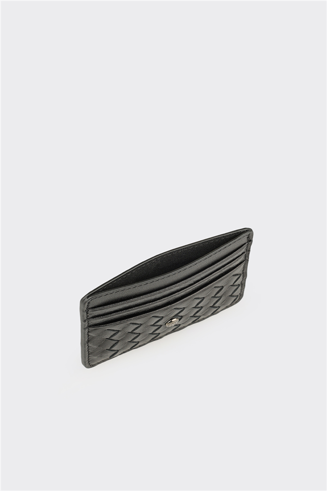 Siyah Deri Erkek Kartlık