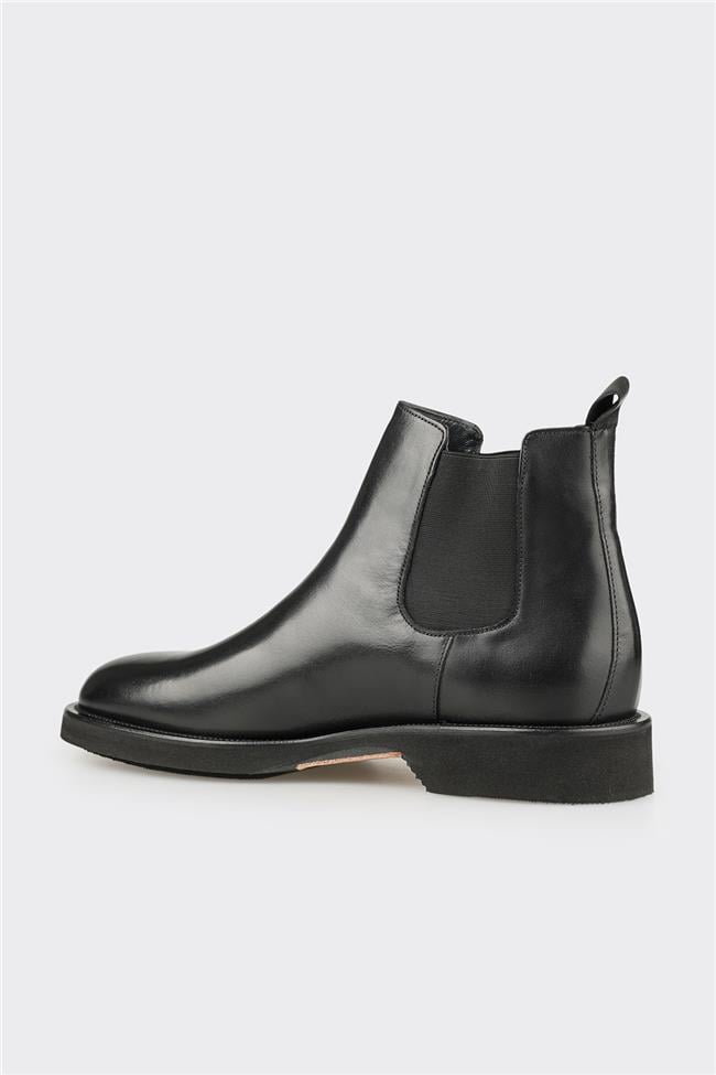 Siyah Deri Erkek Klasik Bot