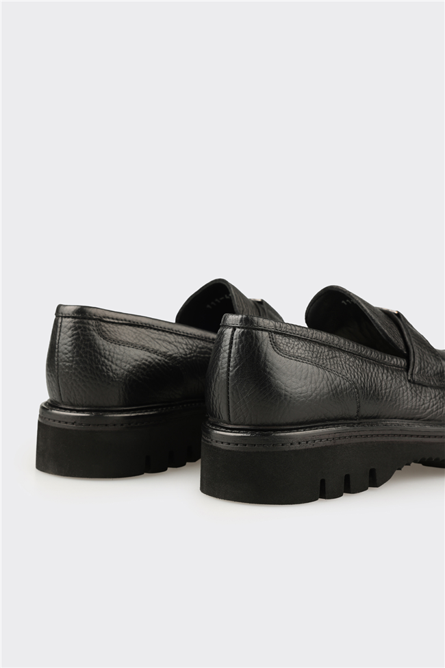 Siyah Deri Erkek Klasik Loafer
