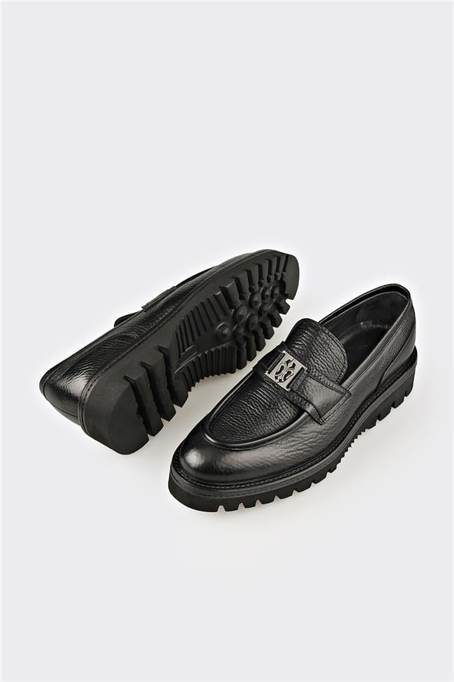 Siyah Deri Erkek Klasik Loafer