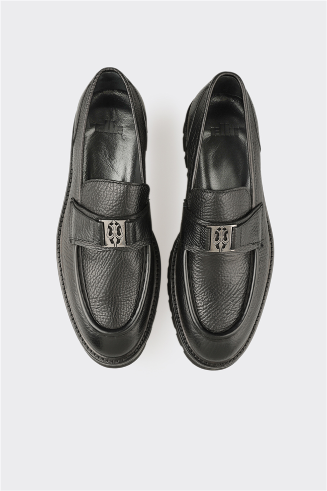 Siyah Deri Erkek Klasik Loafer