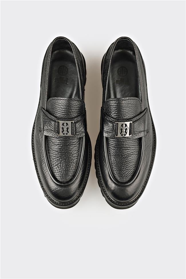Siyah Deri Erkek Klasik Loafer