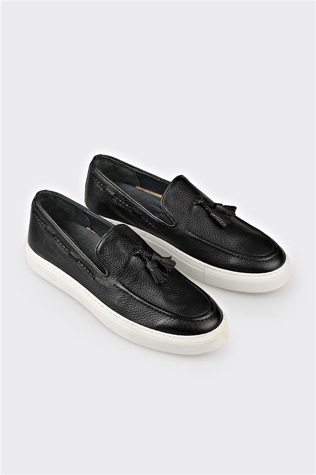 Siyah Deri Erkek Loafer