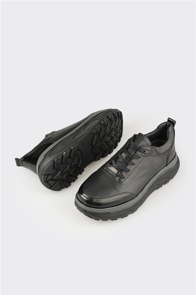 Siyah Deri Erkek Spor Ayakkabı