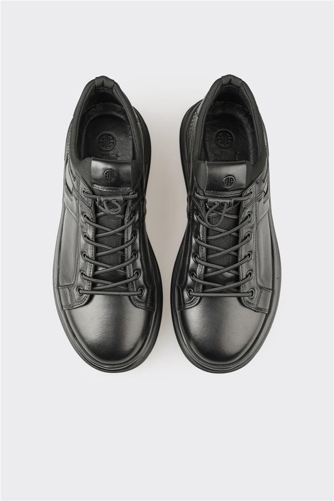 Siyah Deri Erkek Spor Ayakkabı