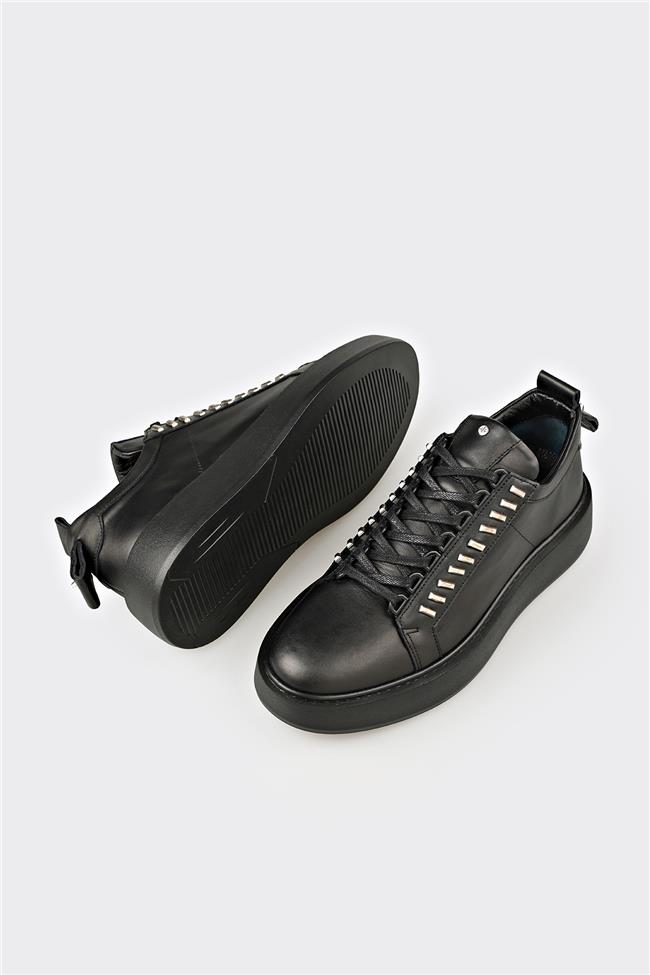 Siyah Deri Erkek Spor Ayakkabı