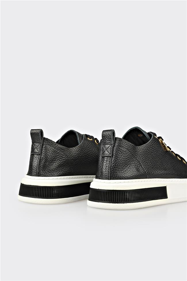 Siyah Deri Erkek Spor Ayakkabı