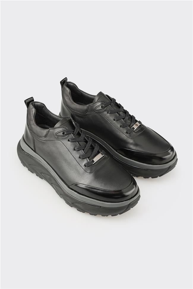 Siyah Deri Erkek Spor Ayakkabı