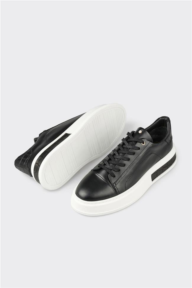 Siyah Deri Erkek Spor Ayakkabı