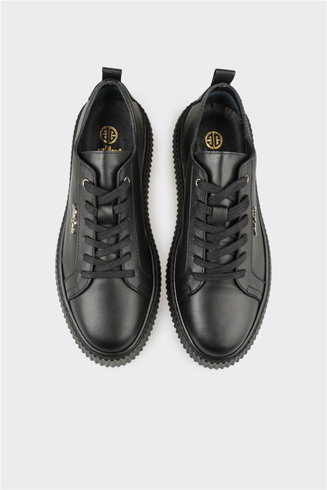 Siyah Deri Erkek Spor Ayakkabı