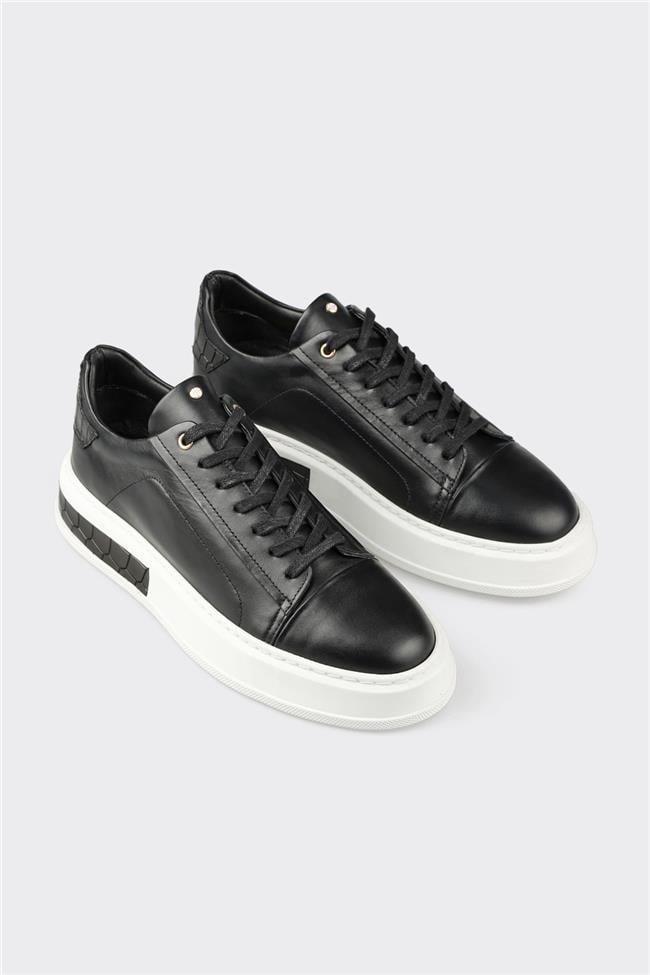 Siyah Deri Erkek Spor Ayakkabı