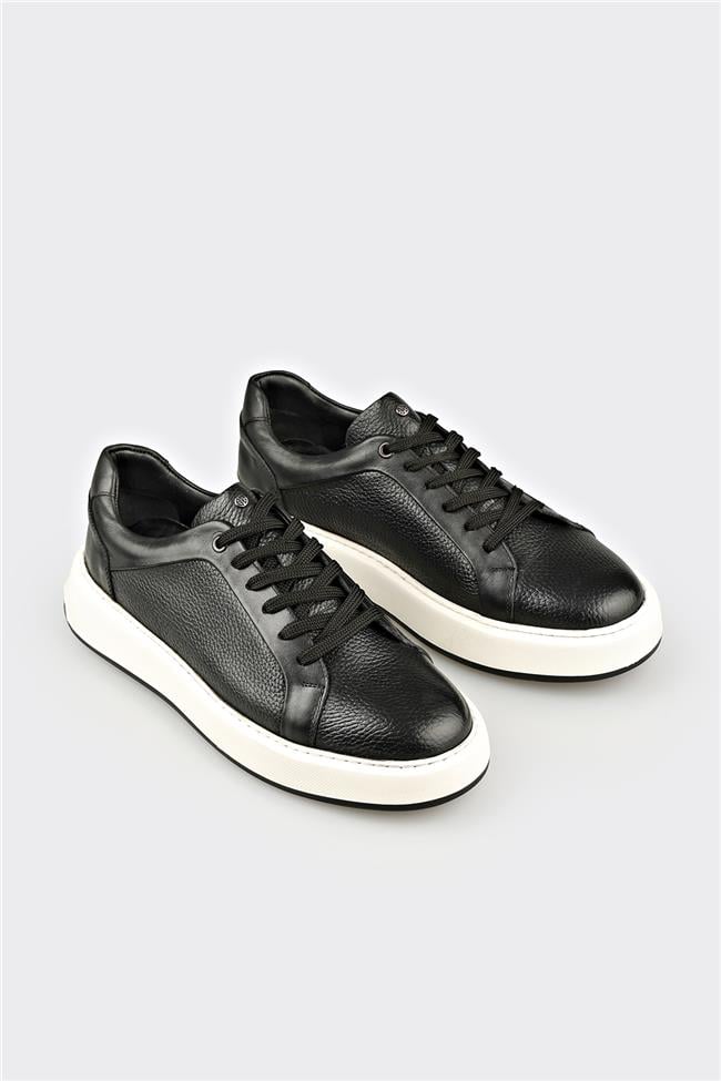 Siyah Deri Erkek Spor Ayakkabı