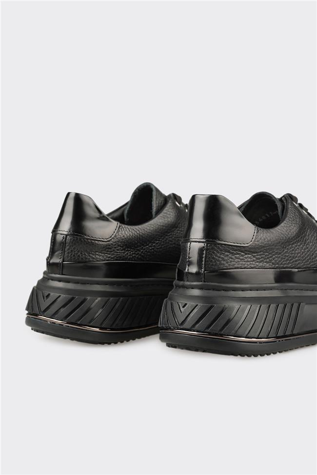 Siyah Deri Erkek Spor Ayakkabı