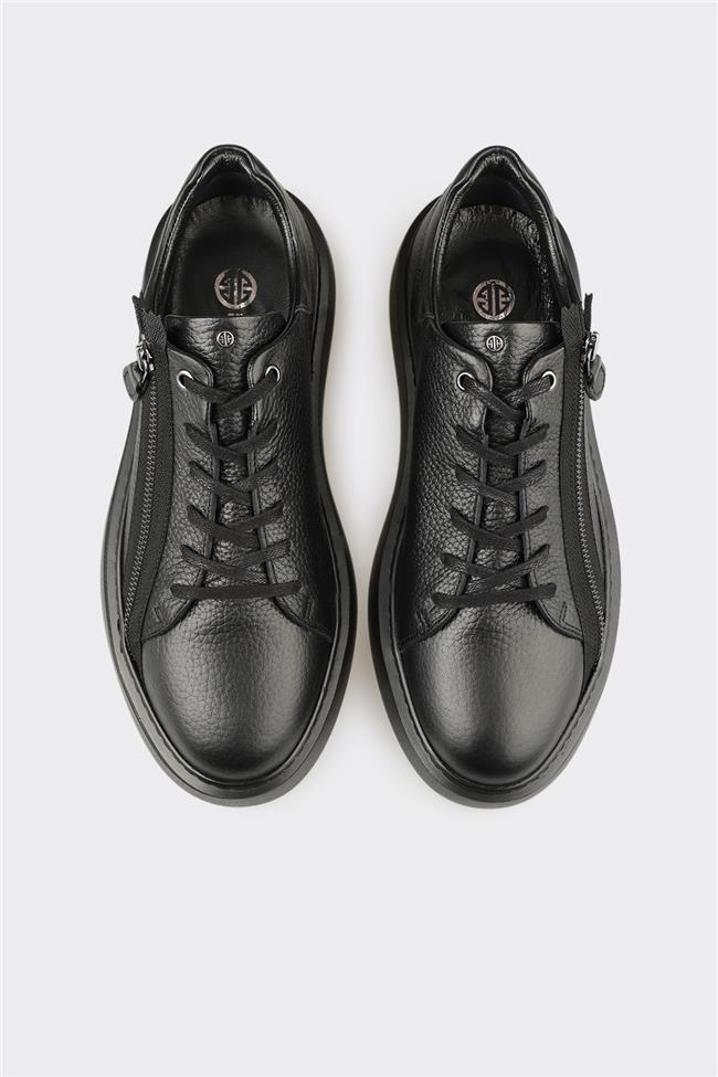 Siyah Deri Erkek Spor Ayakkabı