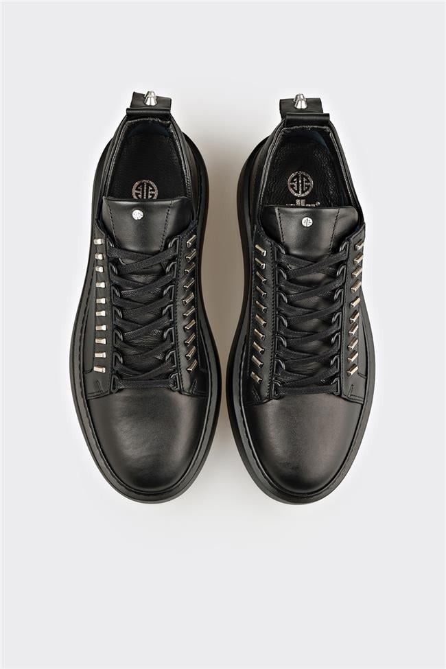 Siyah Deri Erkek Spor Ayakkabı