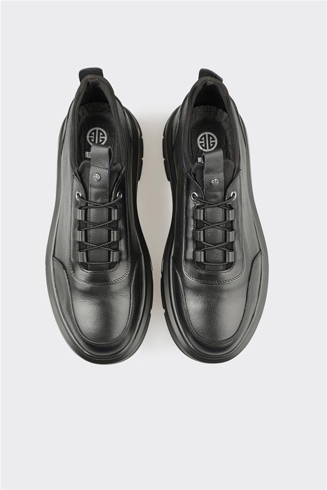 Siyah Deri Erkek Spor Ayakkabı