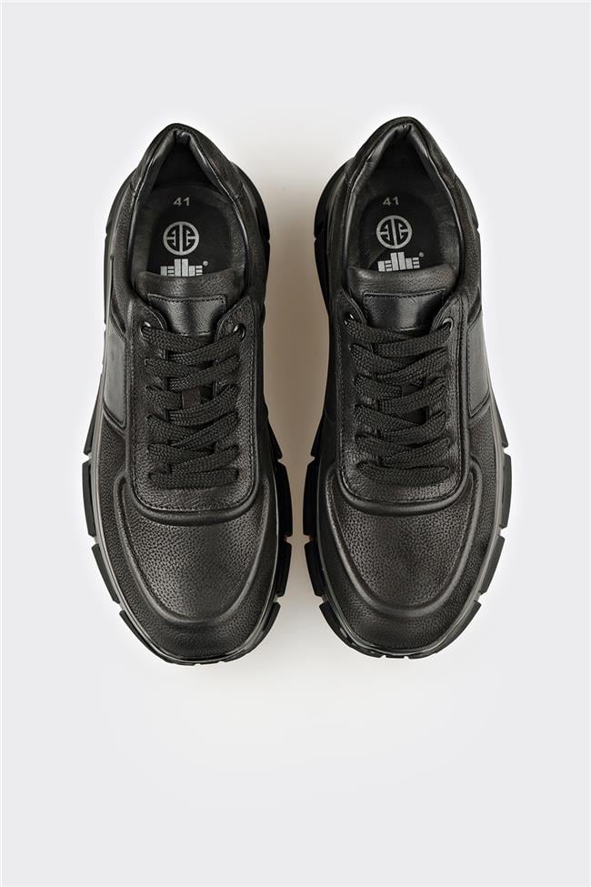 Siyah Deri Erkek Spor Ayakkabı