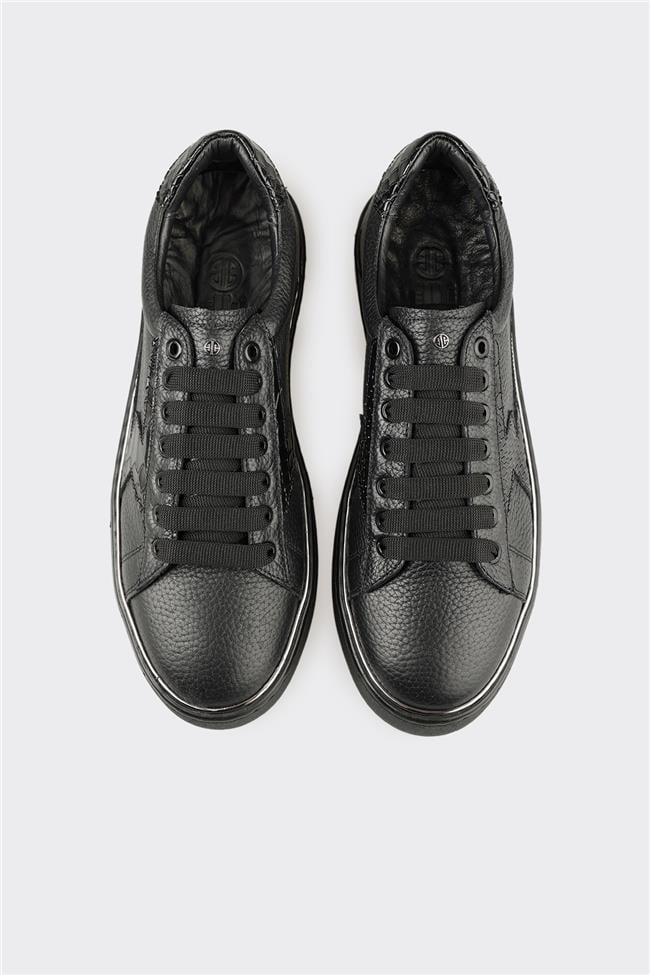 Siyah Deri Erkek Spor Ayakkabı