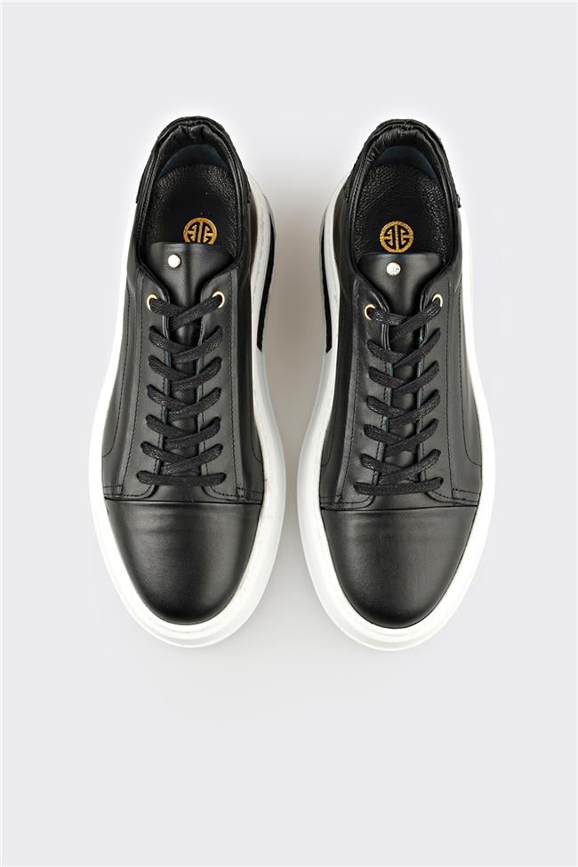 Siyah Deri Erkek Spor Ayakkabı