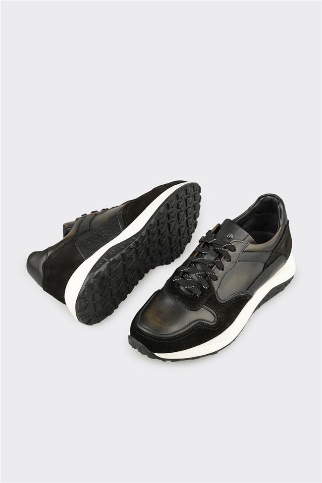 Siyah Deri Erkek Spor Ayakkabı