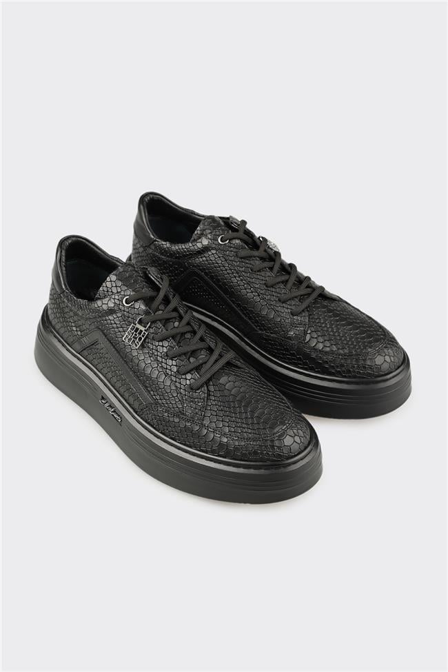 Siyah Deri Erkek Spor Ayakkabı