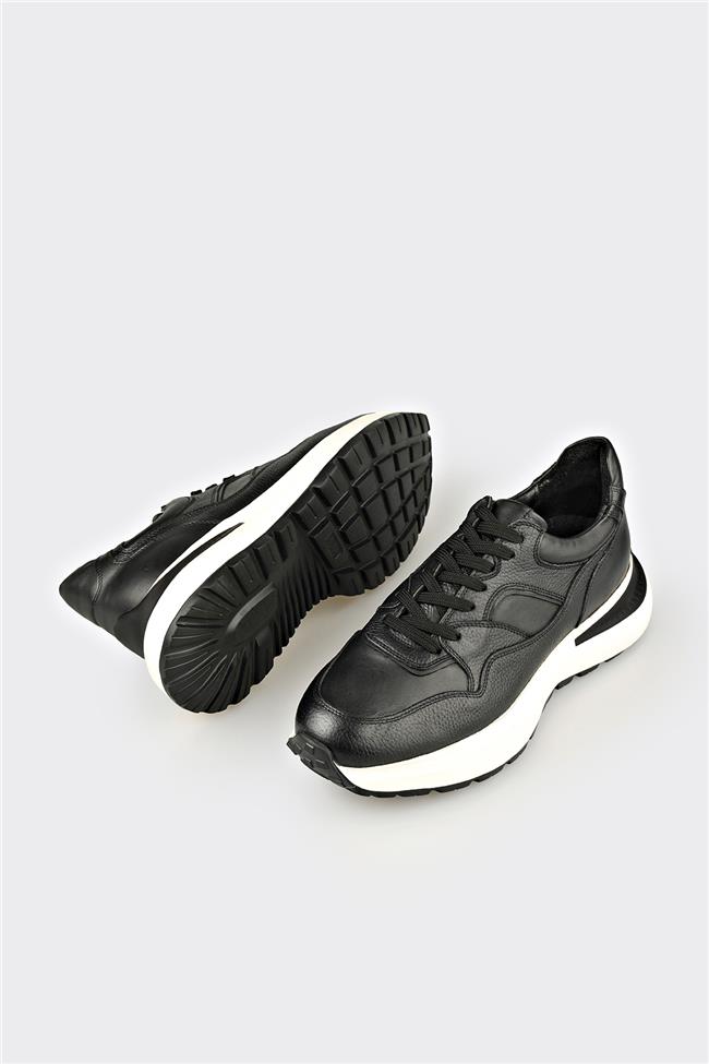 Siyah Deri Erkek Spor Ayakkabı