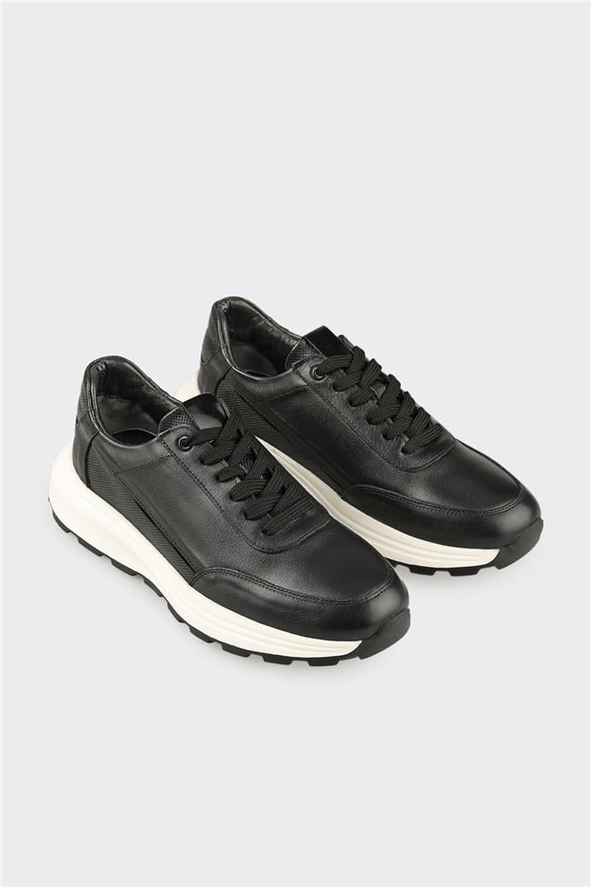 Siyah Deri Erkek Spor Ayakkabı