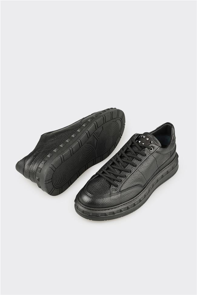 Siyah Deri Erkek Spor Ayakkabı