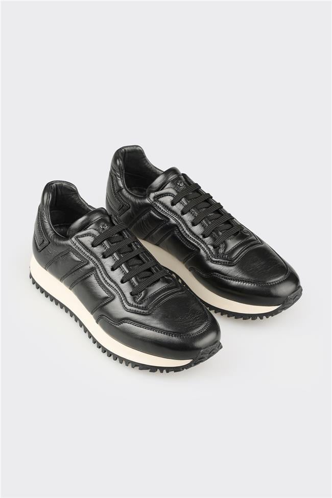 Siyah Deri Erkek Spor Ayakkabı