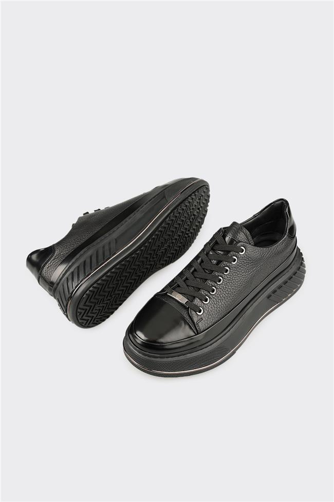 Siyah Deri Erkek Spor Ayakkabı