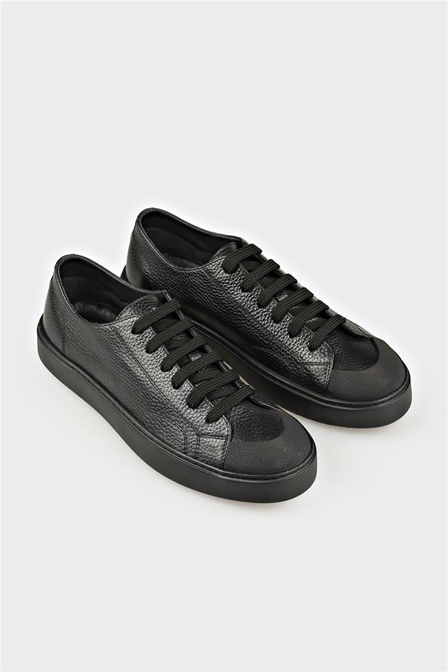 Siyah Deri Erkek Spor Ayakkabı