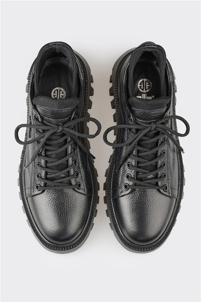 Siyah Deri Erkek Spor Ayakkabı