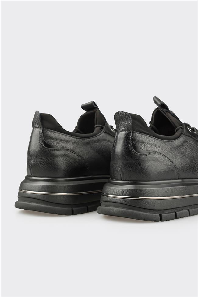 Siyah Deri Erkek Spor Ayakkabı