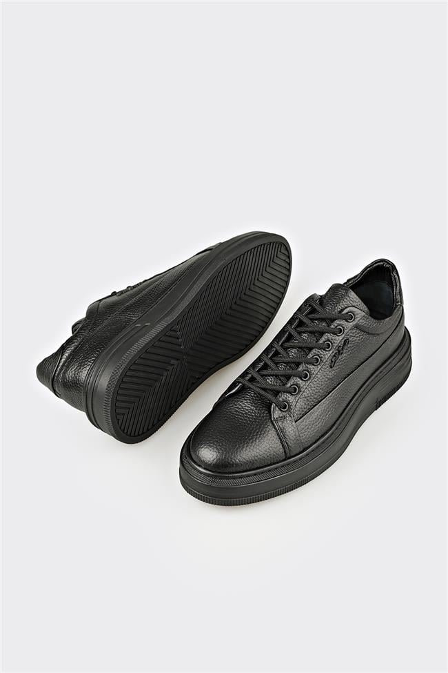 Siyah Deri Erkek Spor Ayakkabı