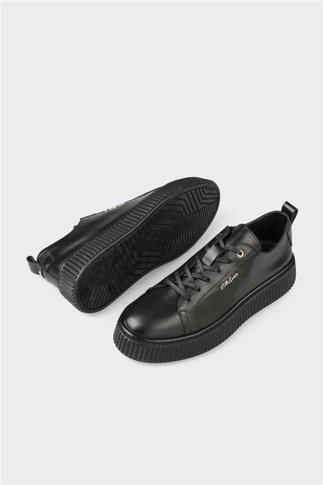 Siyah Deri Erkek Spor Ayakkabı