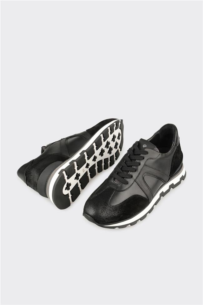 Siyah Deri Erkek Spor Ayakkabı