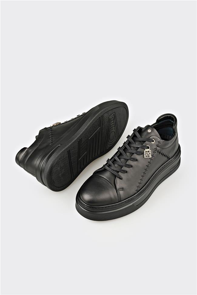 Siyah Deri Erkek Spor Ayakkabı