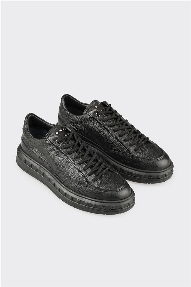 Siyah Deri Erkek Spor Ayakkabı