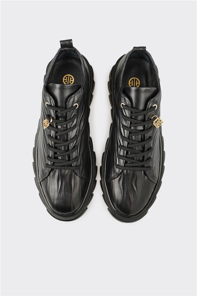 Siyah Deri Erkek Spor Ayakkabı