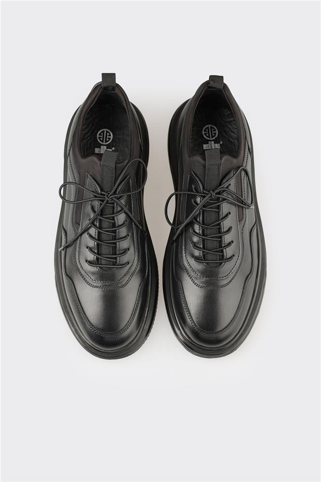 Siyah Deri Erkek Spor Ayakkabı