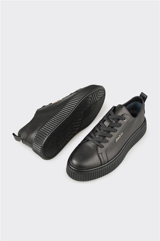 Siyah Deri Erkek Spor Ayakkabı